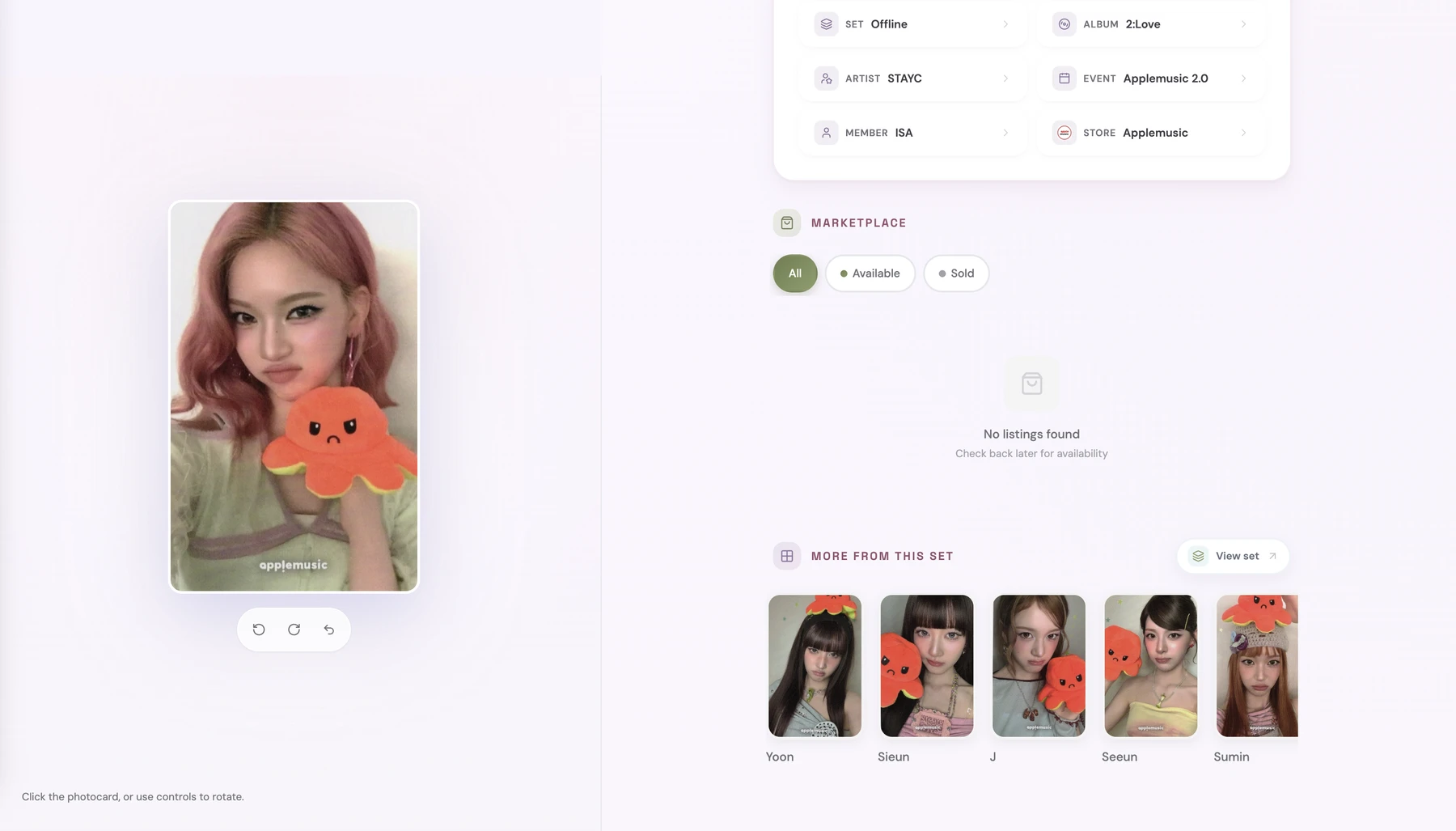 Sana TWICE photocard back side - Photocard Set (Preorder Only)