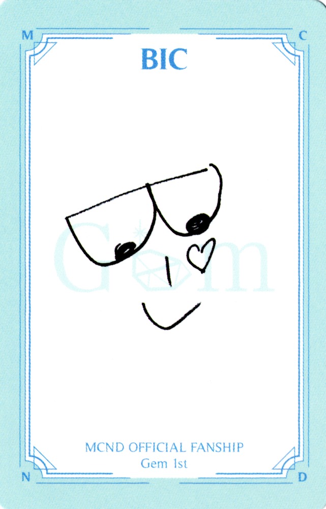 BIC MCND photocard back side - Signature Card Set
