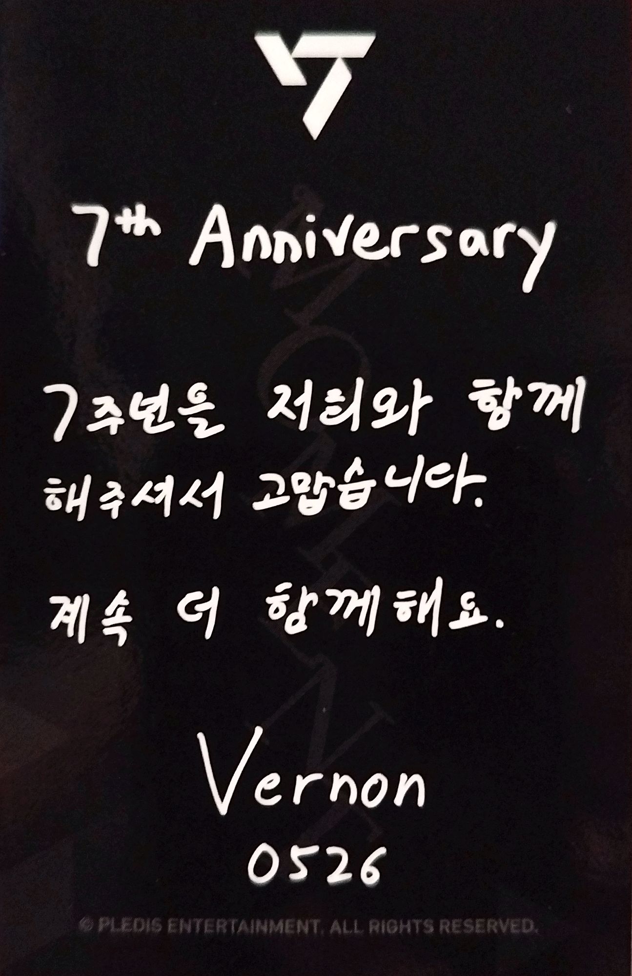 Vernon SEVENTEEN photocard back side - Celebration Charm