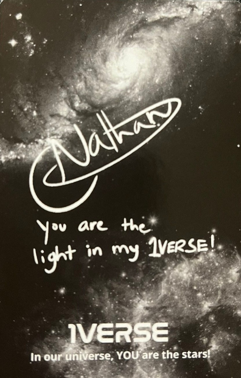 Nathan 1VERSE photocard back side - Online 1.0