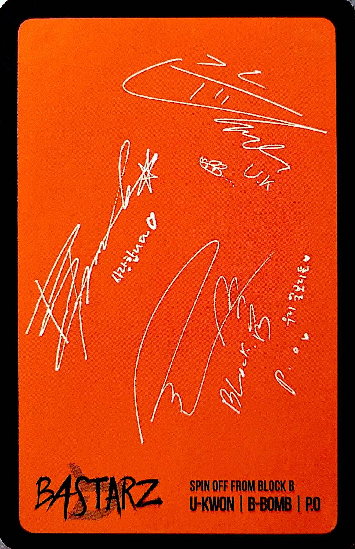 P.O, U-kwon & B-bomb Block B BASTARZ photocard back side - Photocard
