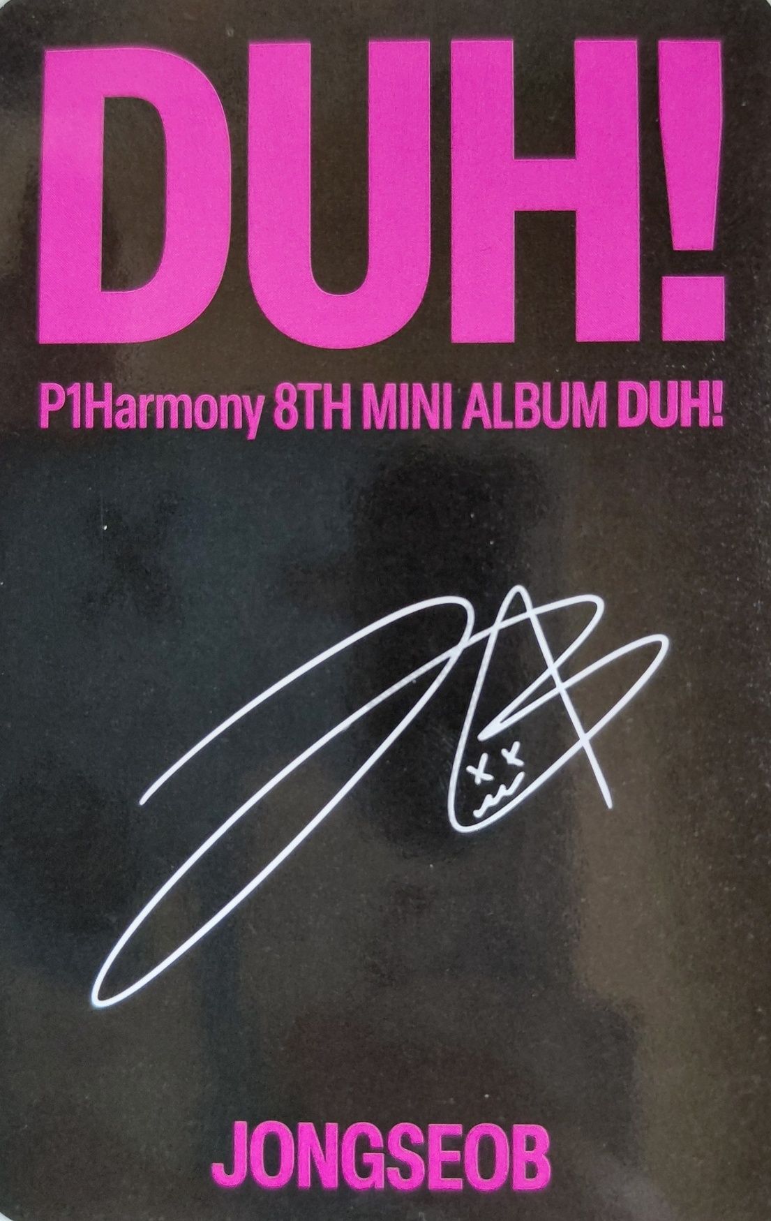 Jongseob P1Harmony photocard back side - Selfie Photo Card