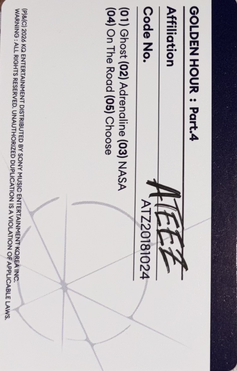 Mingi ATEEZ photocard back side - Photocards Z