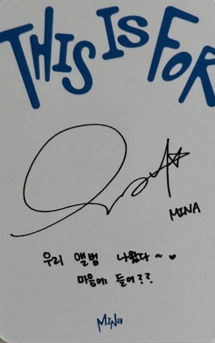 Mina TWICE photocard back side - Photocard