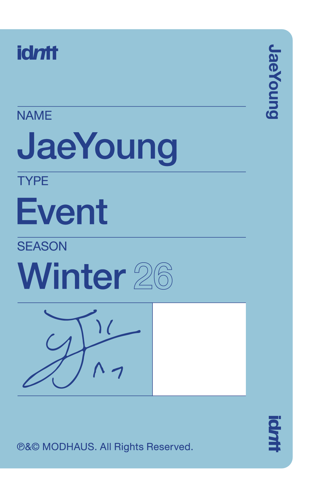 Lee JaeYoung idntt photocard back side - VIP Benefit Objekt