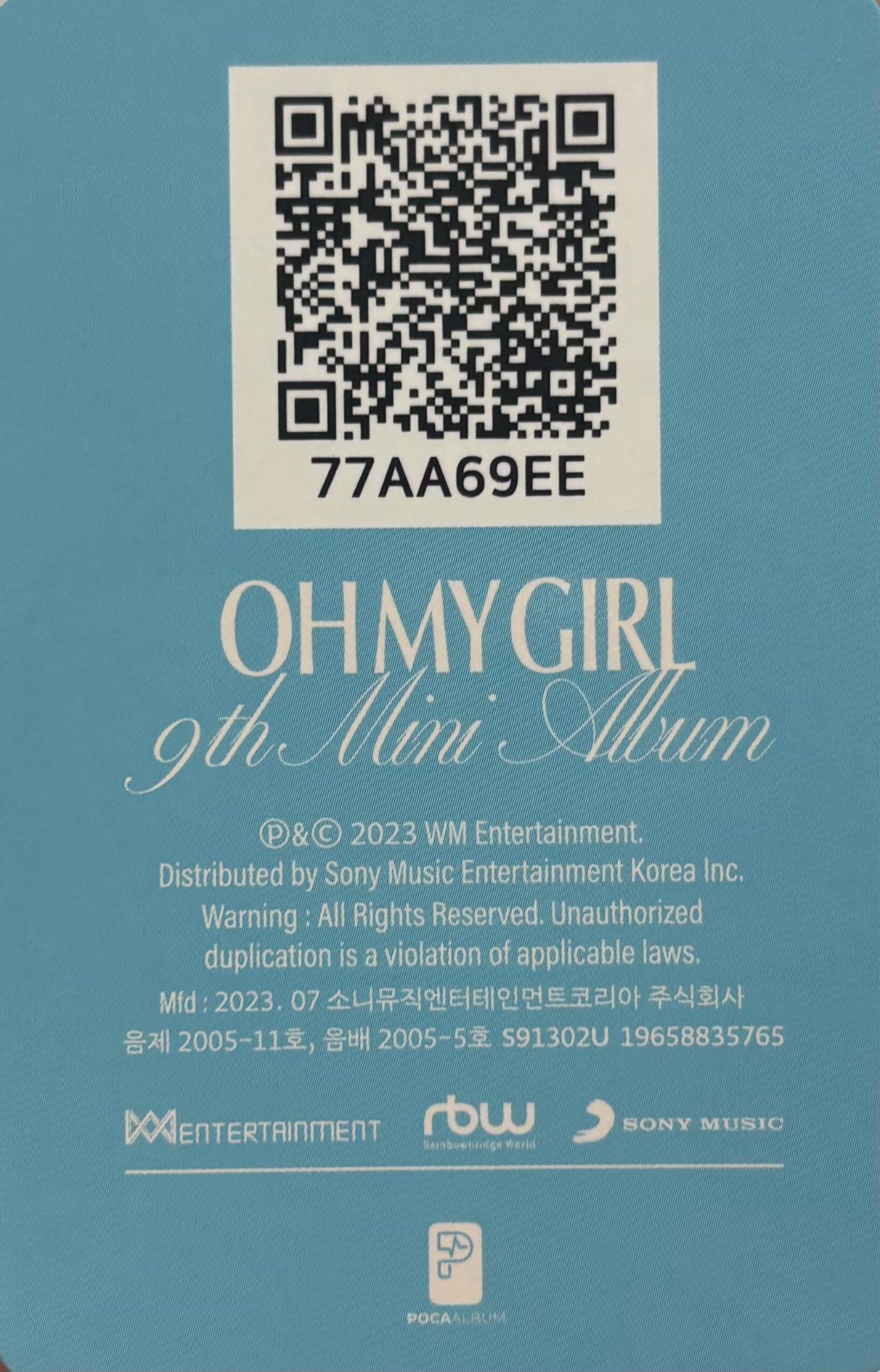 Mimi OH MY GIRL photocard back side - QR Card