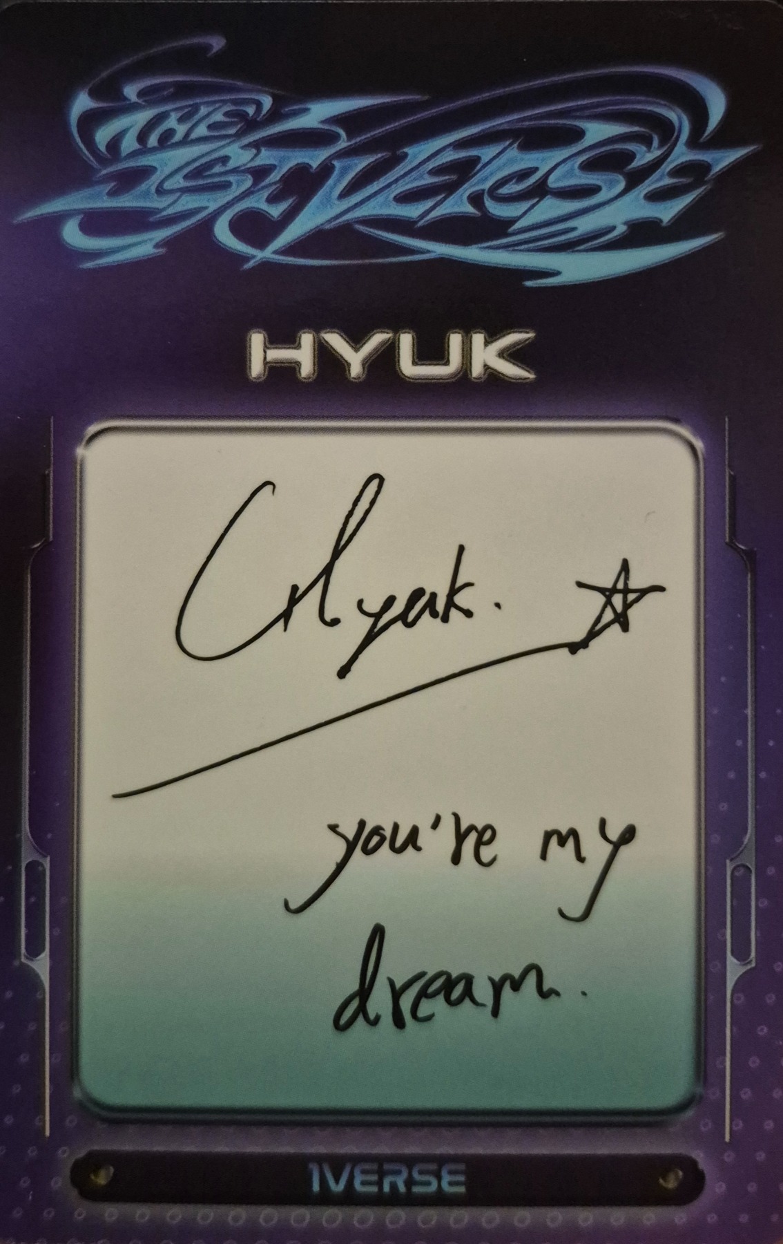 Hyuk 1VERSE photocard back side - Photocard