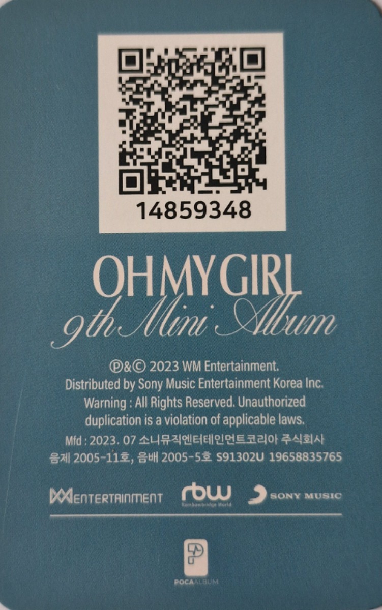 Yooa OH MY GIRL photocard back side - QR Card