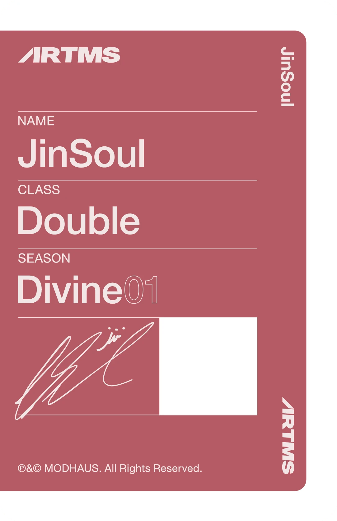 JinSoul ARTMS photocard back side - VIP Benefit