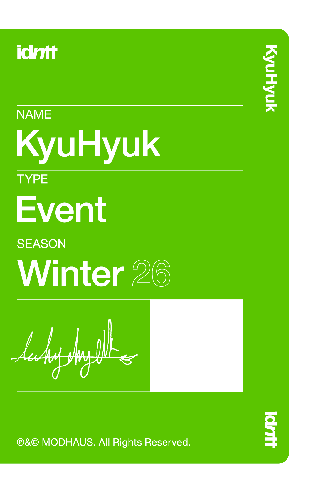 Lee KyuHyuk idntt photocard back side - Event Objekt