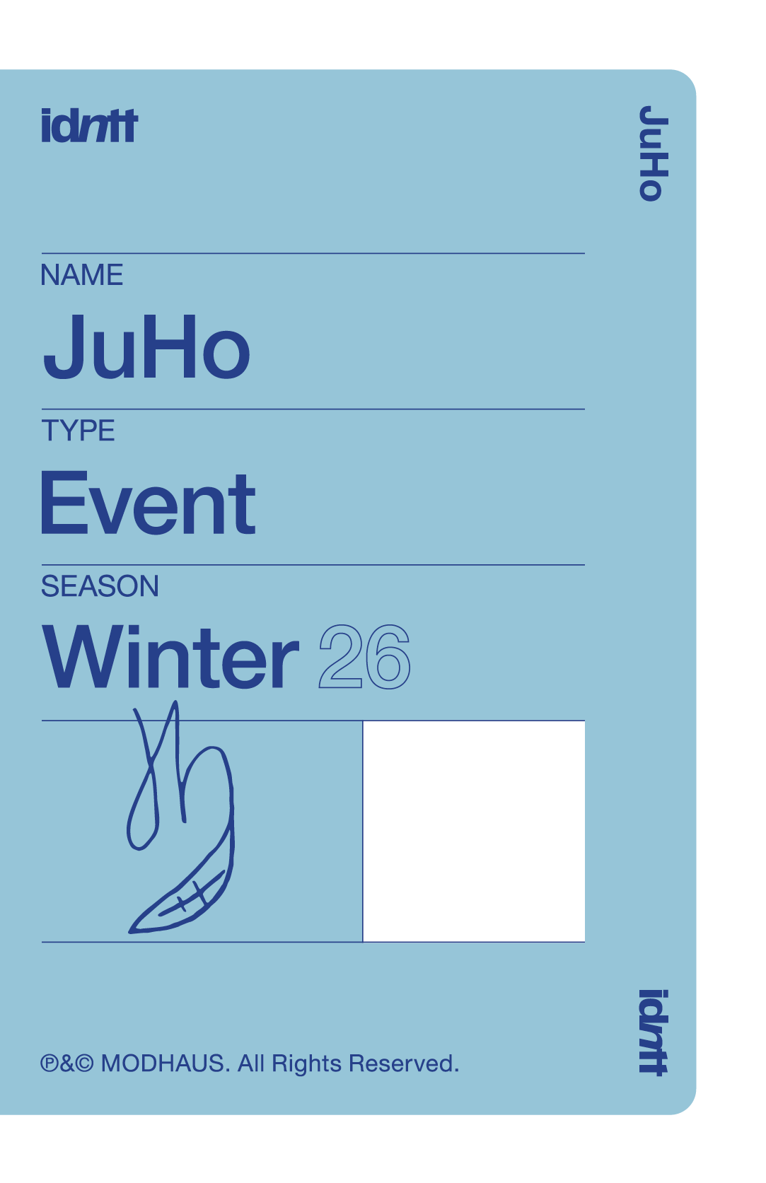 Kim JuHo idntt photocard back side - VIP Benefit Objekt