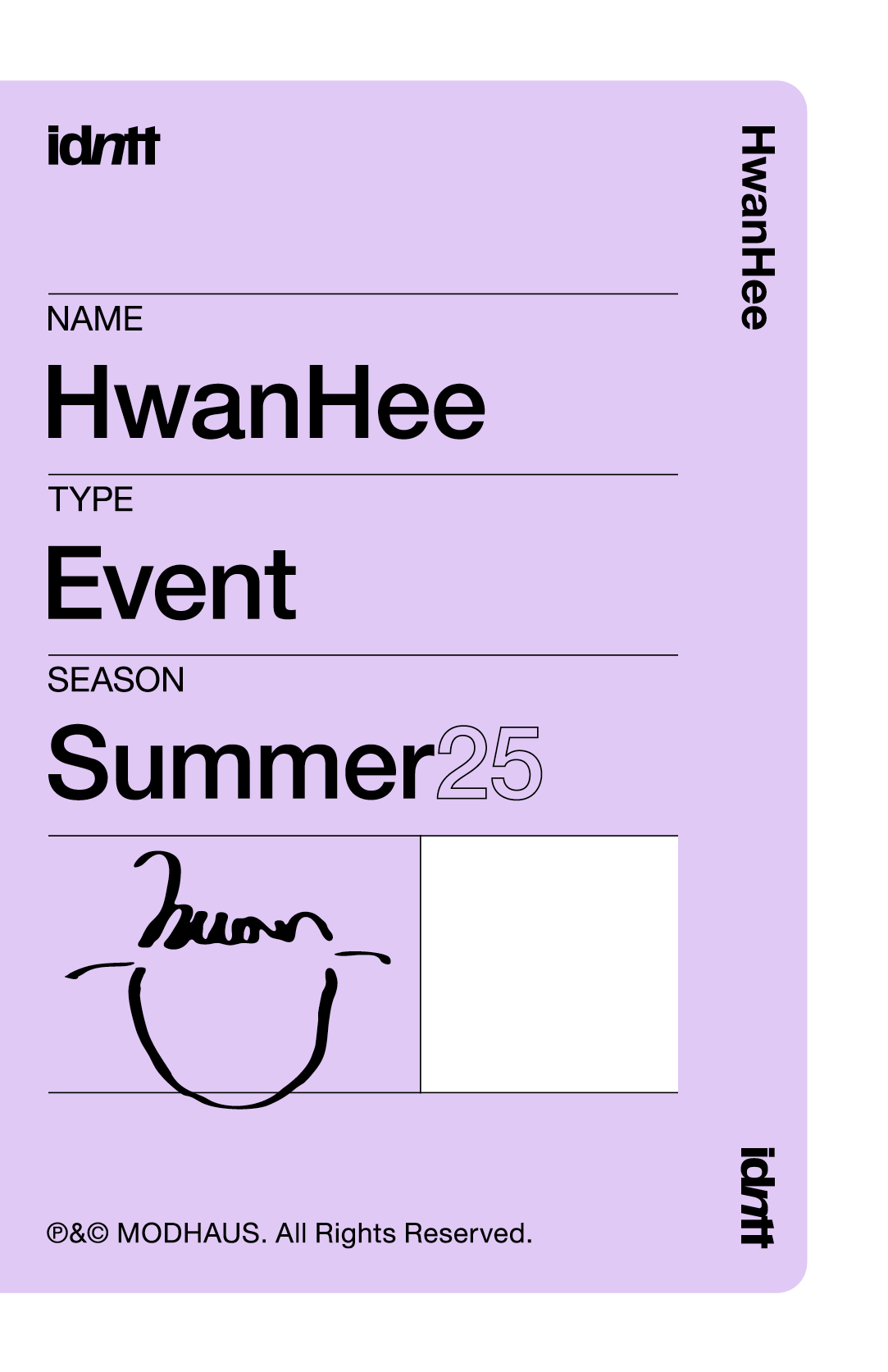 Lee HwanHee idntt photocard back side - Event Objekt