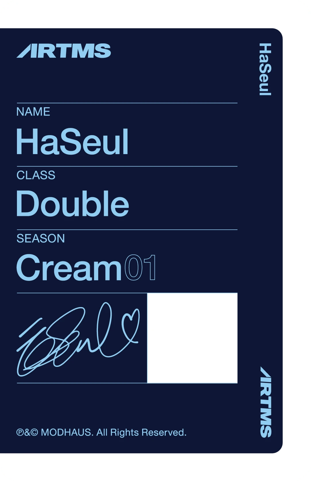 Haseul ARTMS photocard back side - VIP Benefit