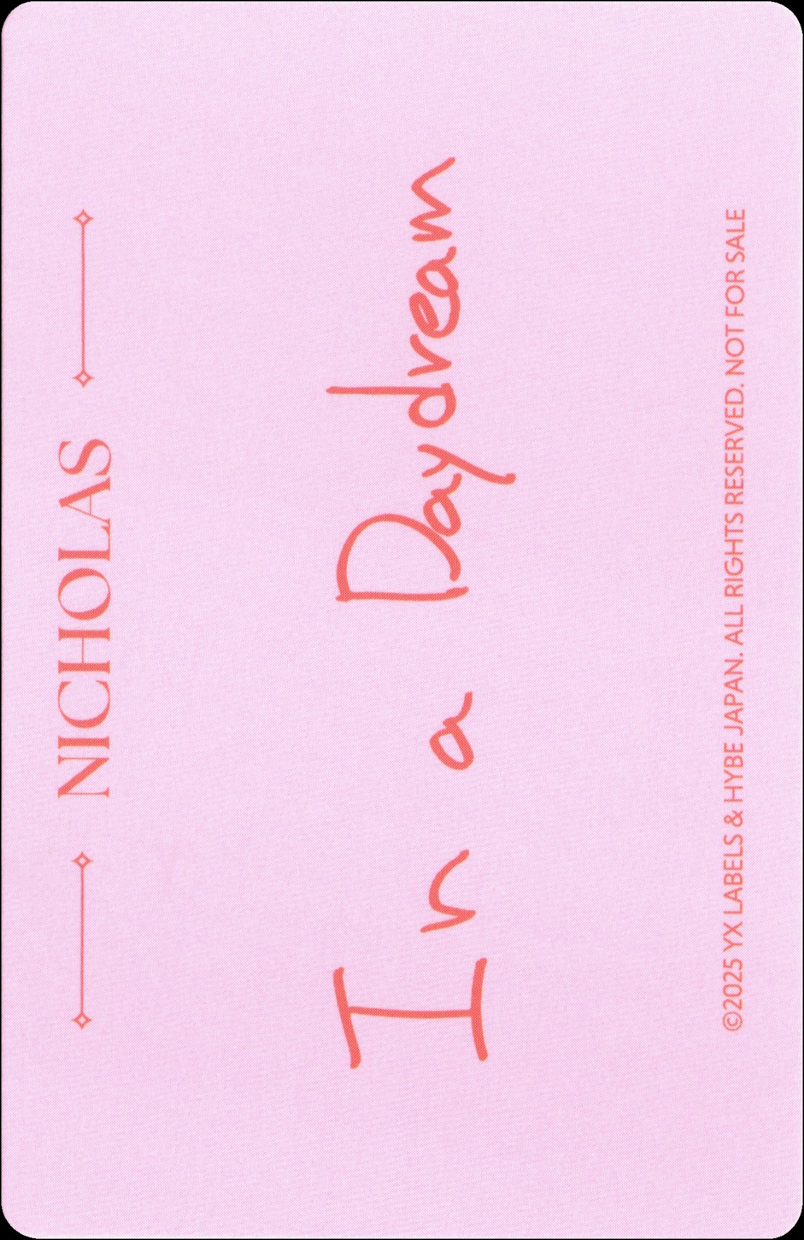 Nicholas &TEAM photocard back side - Photocards