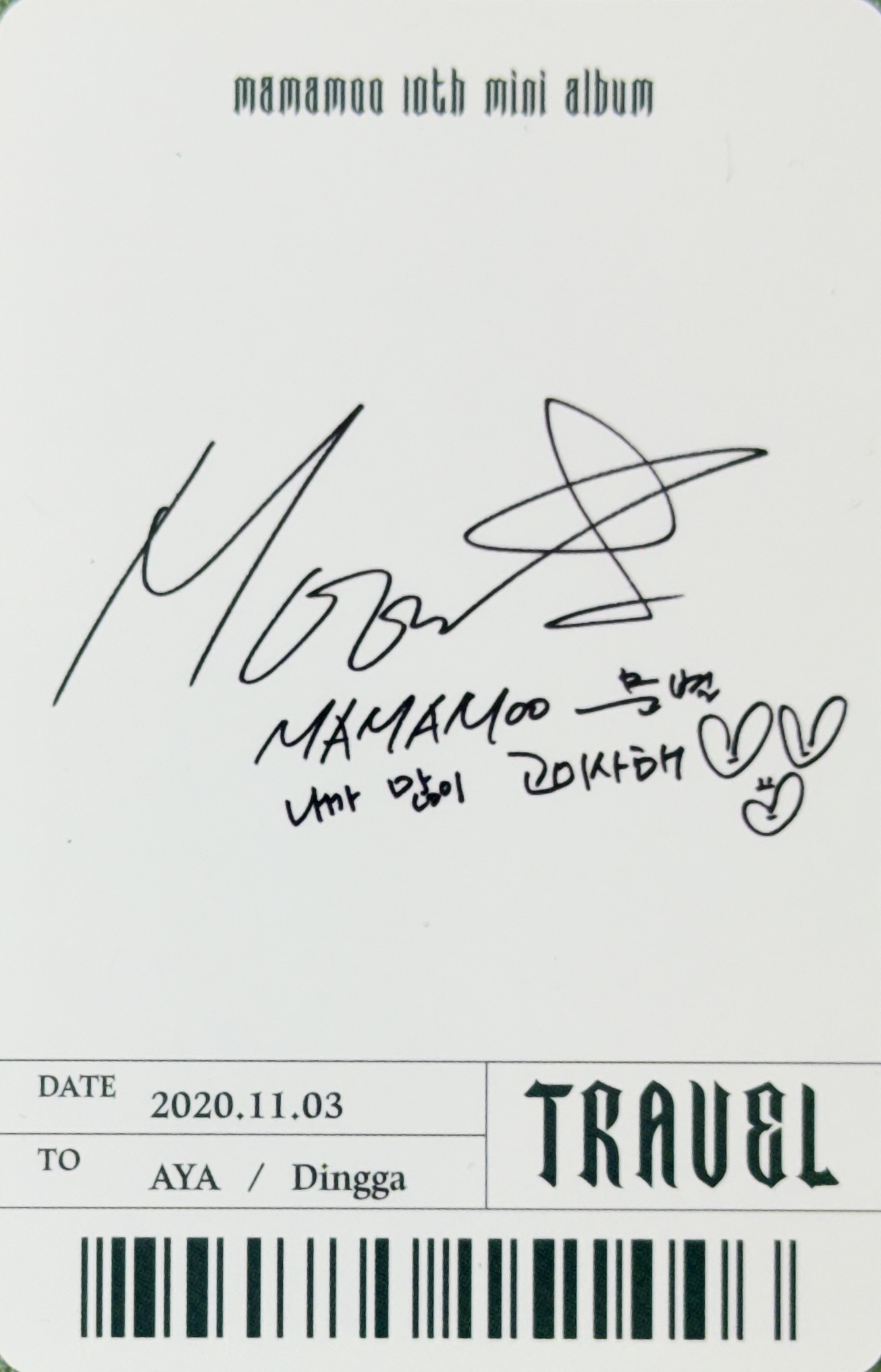 Moonbyul MAMAMOO photocard back side - Photocard