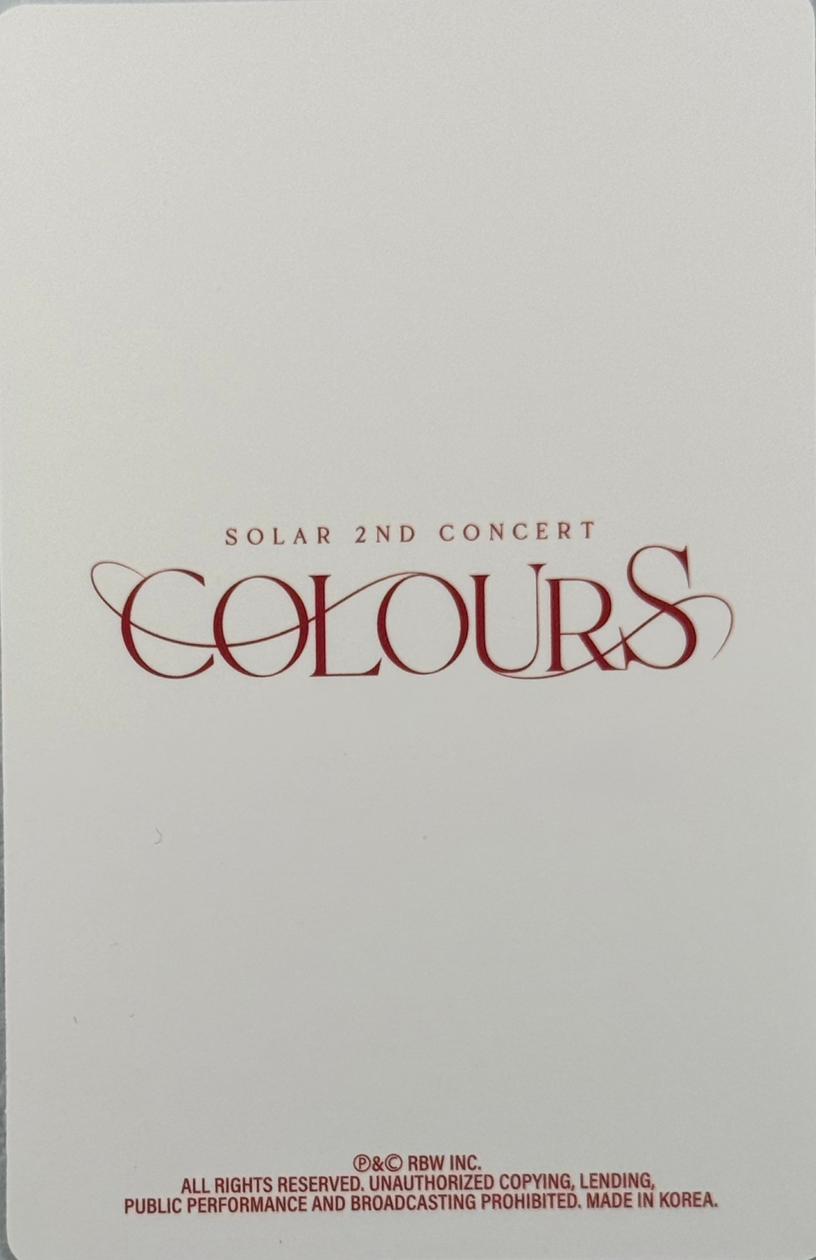 Solar Solar photocard back side - Random Trading Card