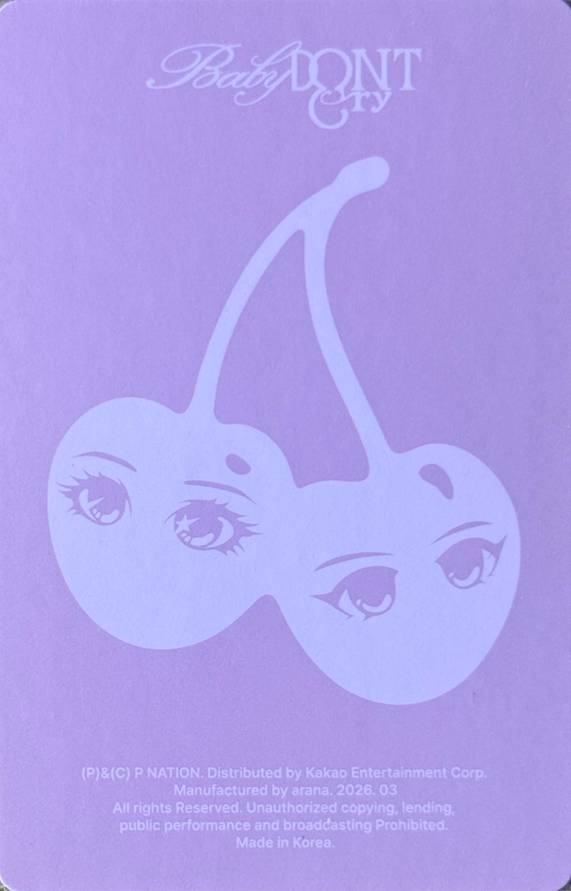 Kumi & Mia Baby DONT Cry photocard back side - Unit Photocard