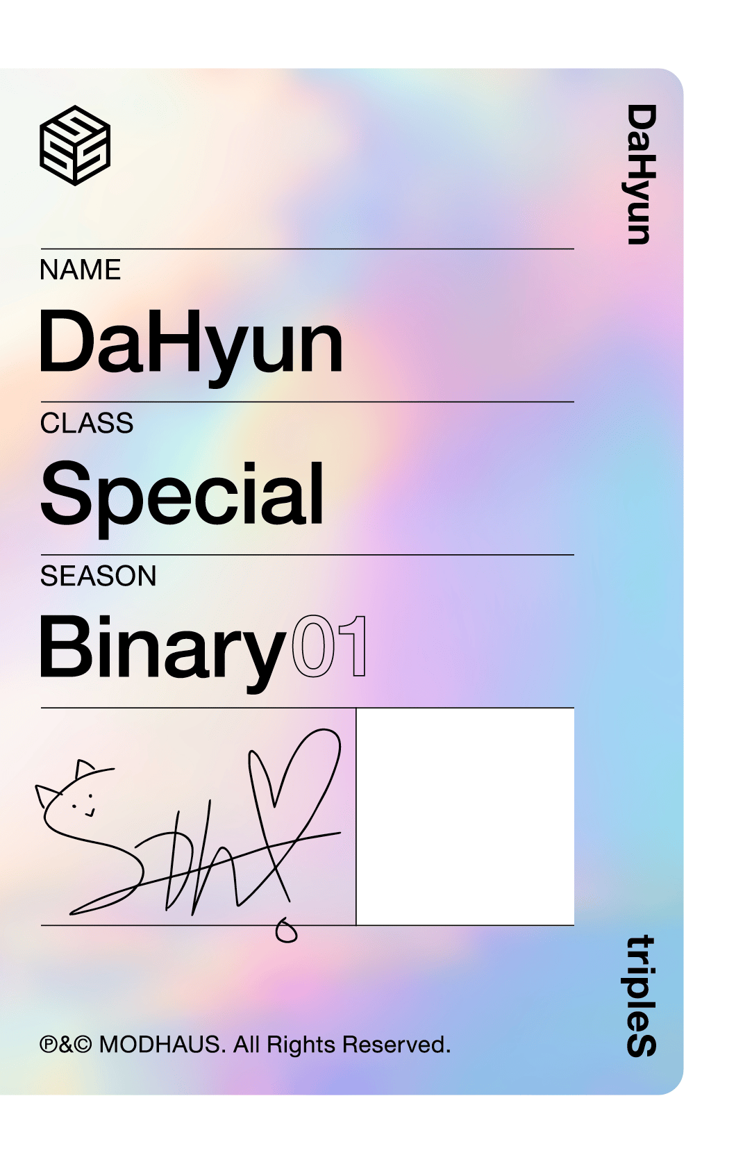 Dahyun tripleS photocard back side - Double Class Objekt