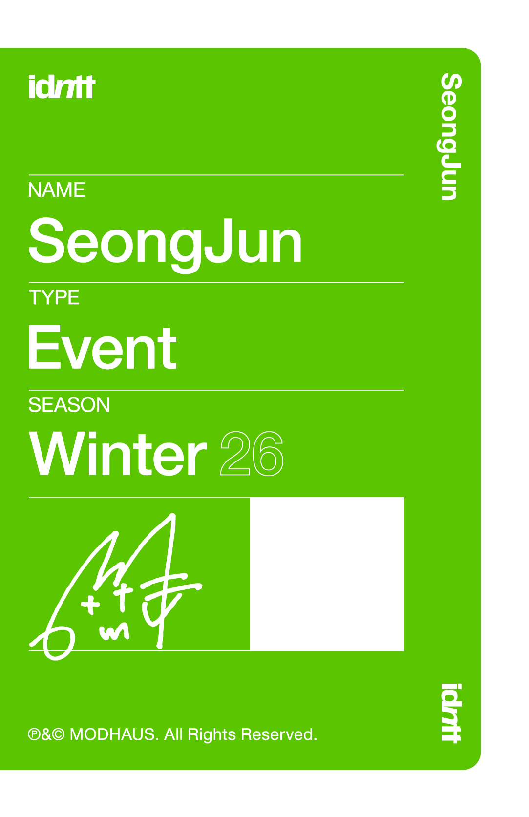Kim SeongJun idntt photocard back side - Event Objekt