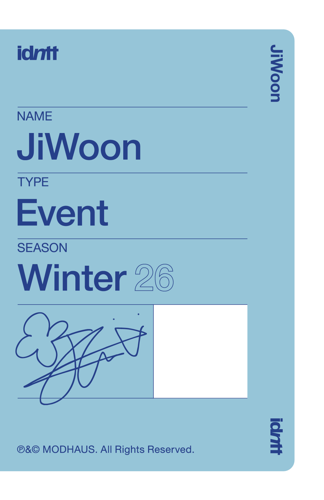 Nam JiWoon idntt photocard back side - VIP Benefit Objekt