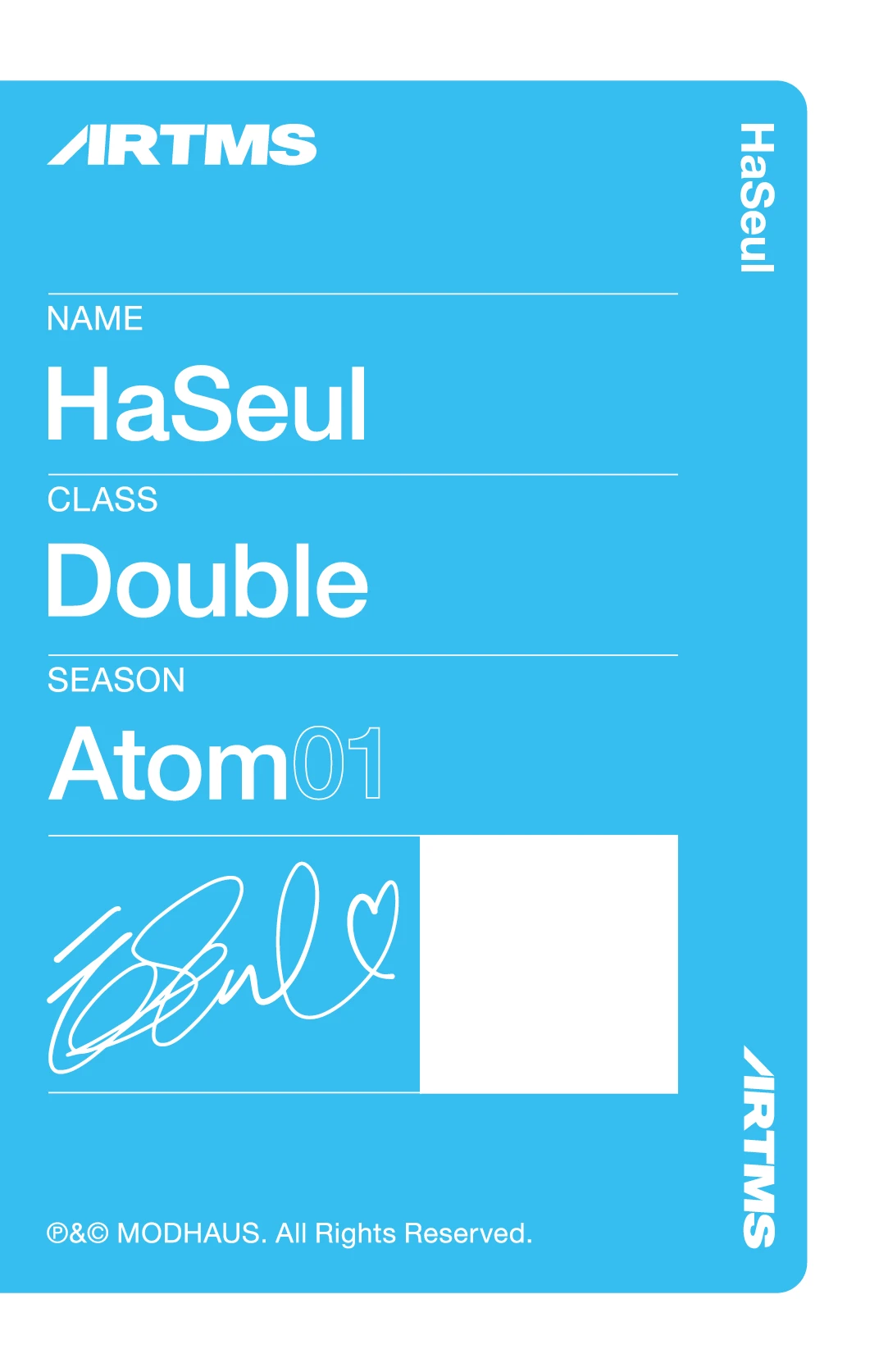 Haseul ARTMS photocard back side - Double Class Objekt