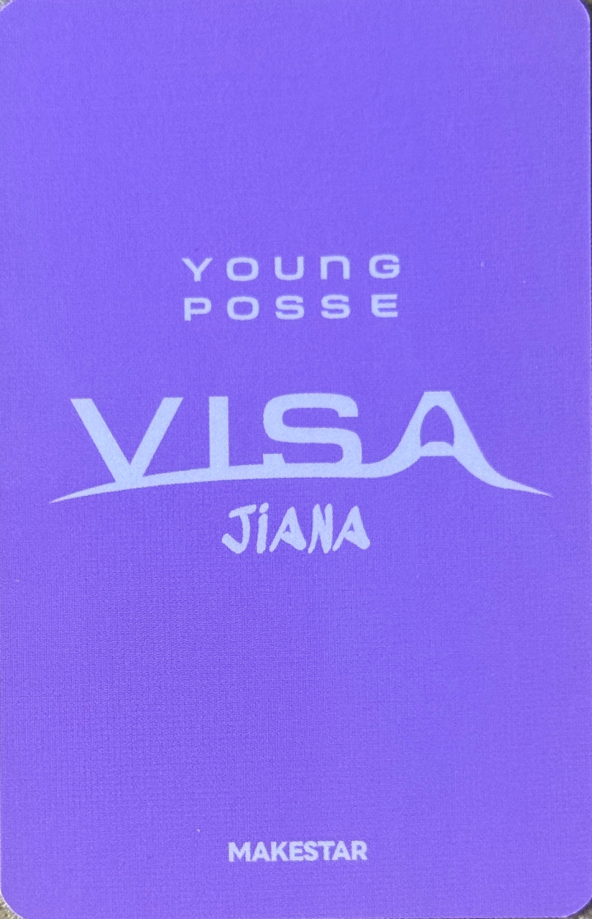 Jiana YOUNG POSSE photocard back side - Online Good Luck