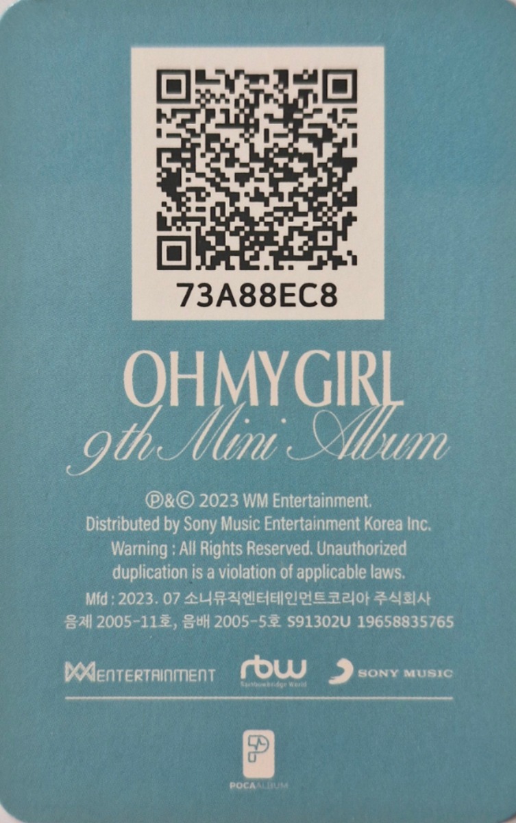 Mimi OH MY GIRL photocard back side - QR Card