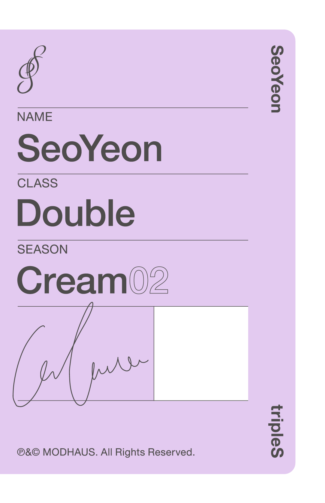 Seoyeon tripleS photocard back side - Double Class Objekt