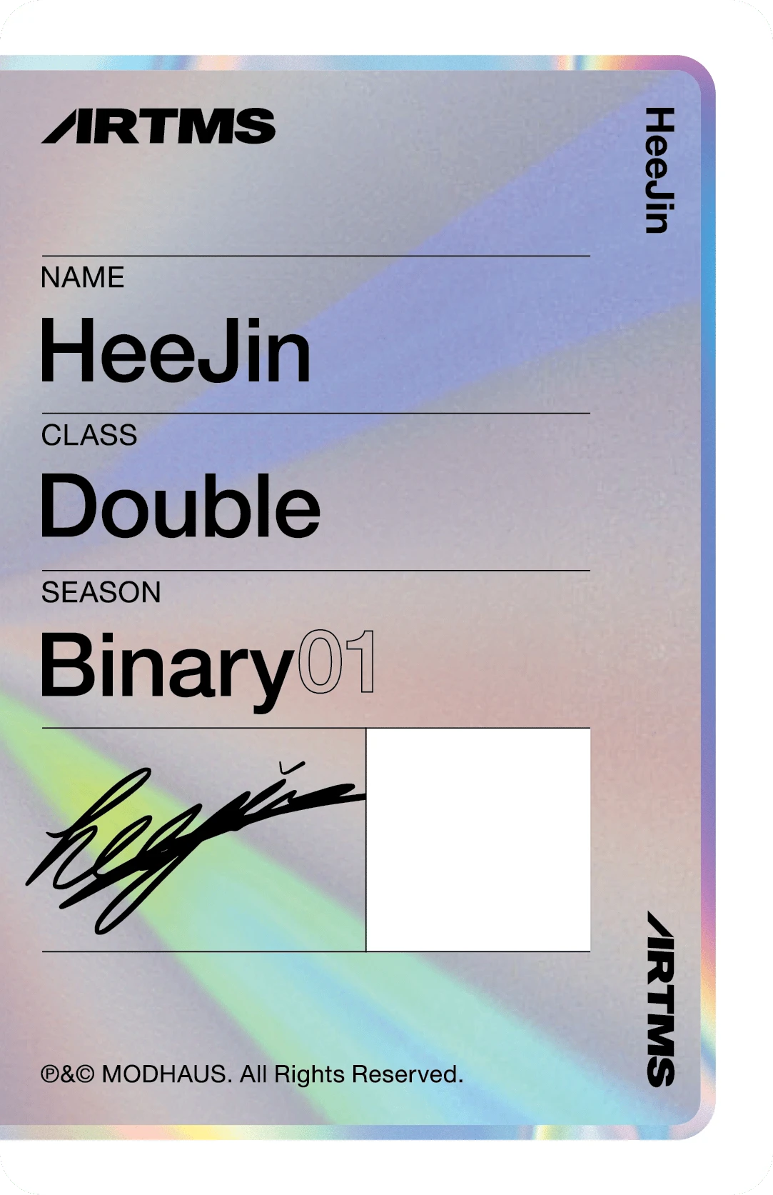 Heejin ARTMS photocard back side - Double Class Objekt