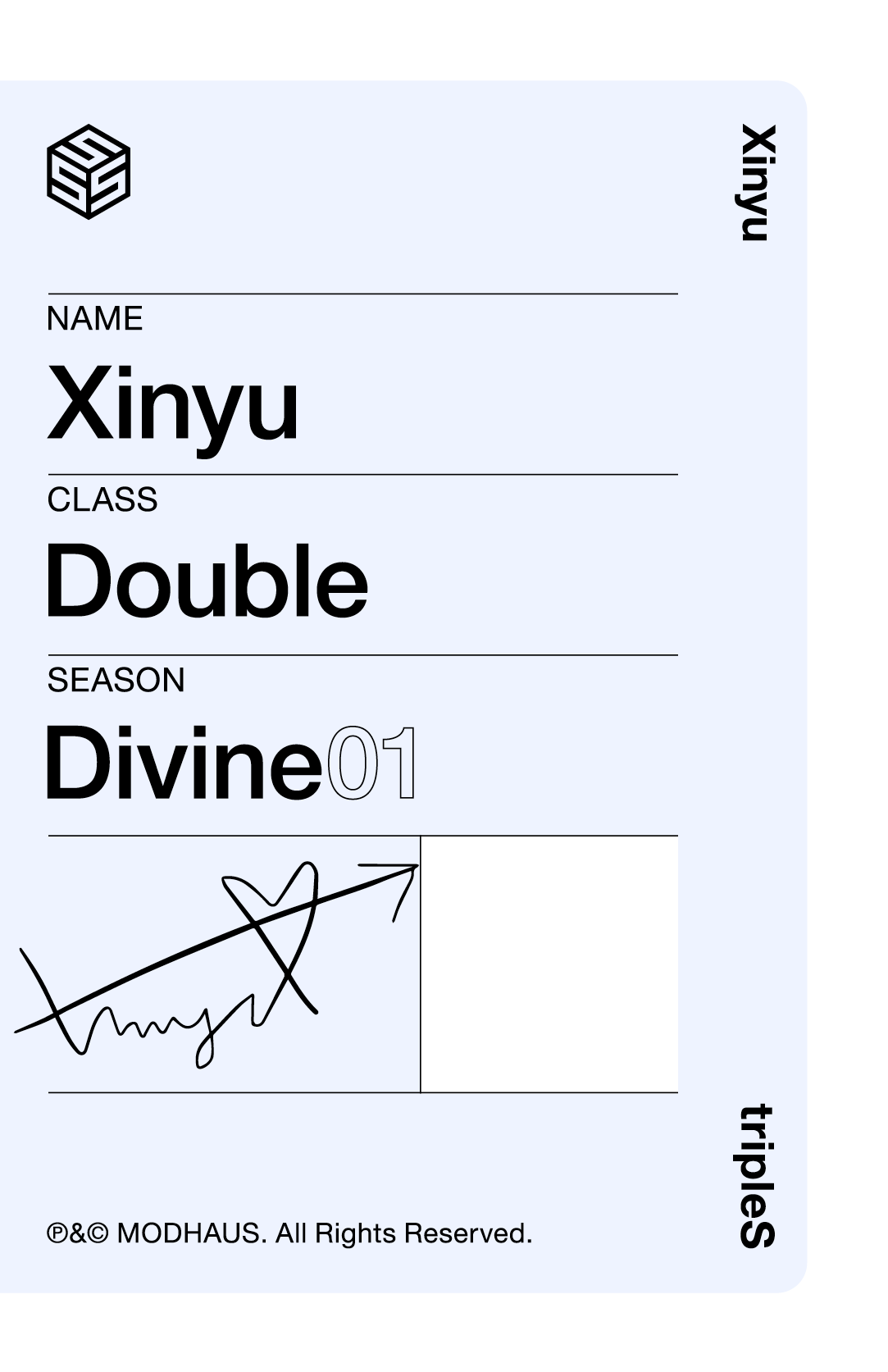Xinyu tripleS photocard back side - Double Class Objekt