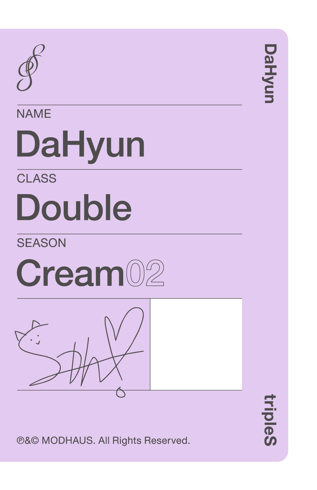 Dahyun tripleS photocard back side - Double Class Objekt