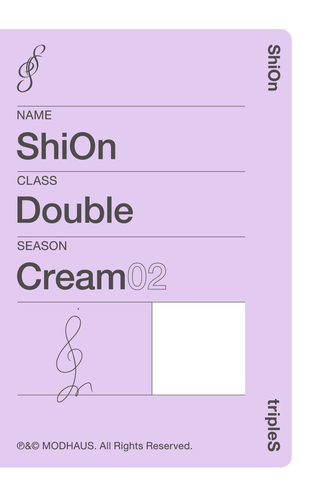 Shion tripleS photocard back side - Double Class Objekt