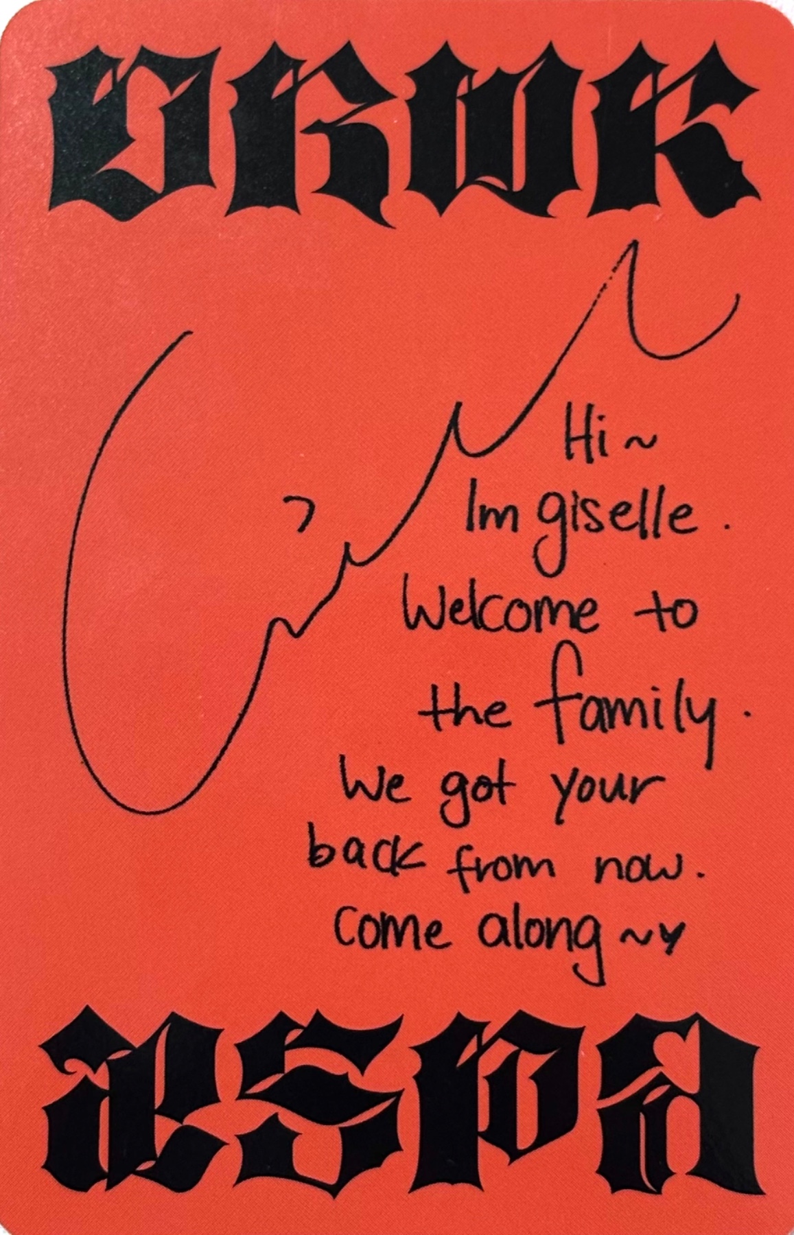 Giselle aespa photocard back side - UK/EU/AU Exclusive (Dirty Worker ver.)