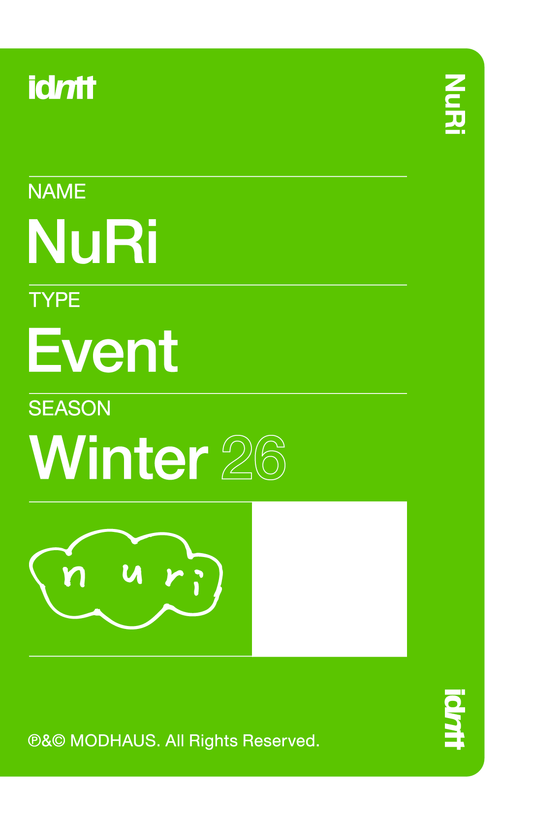 Park NuRi idntt photocard back side - Event Objekt
