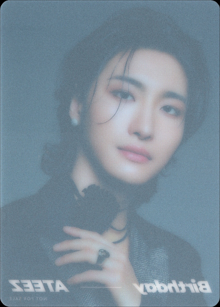 Seonghwa ATEEZ photocard back side - Clear Card Preorder Benefit