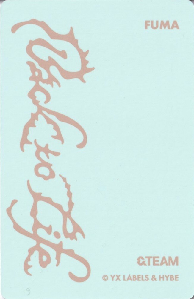 Fuma &TEAM photocard back side - Photocard Set B