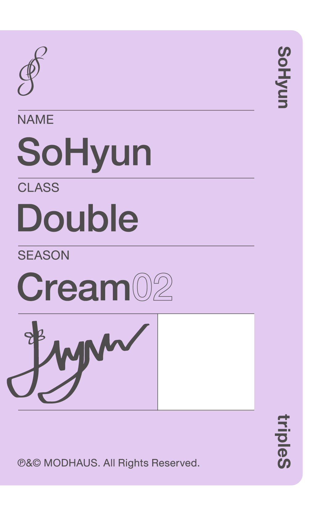 Sohyun tripleS photocard back side - Double Class Objekt