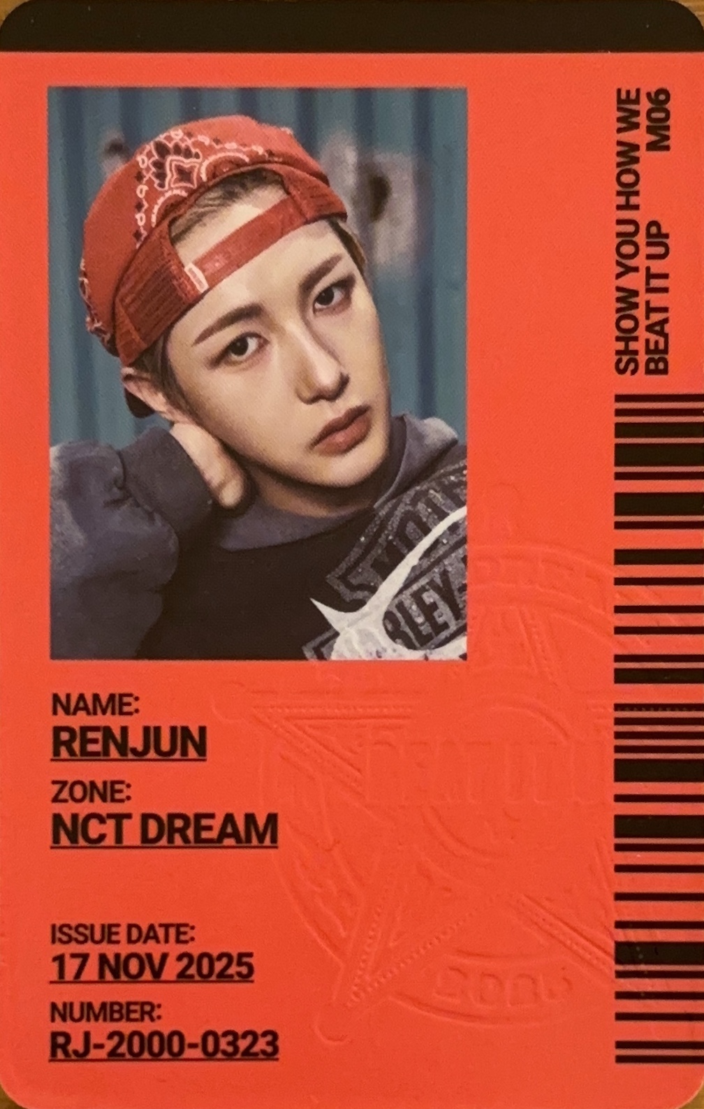 Renjun NCT DREAM photocard back side - Driver's License Card