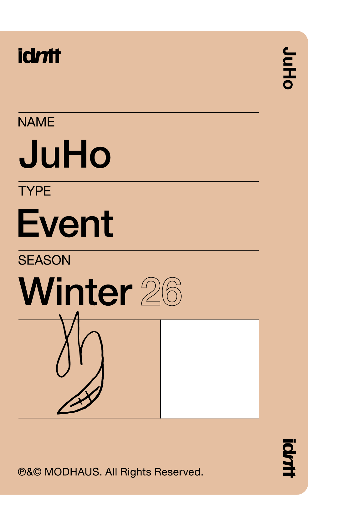 Kim JuHo idntt photocard back side - Event Objekt