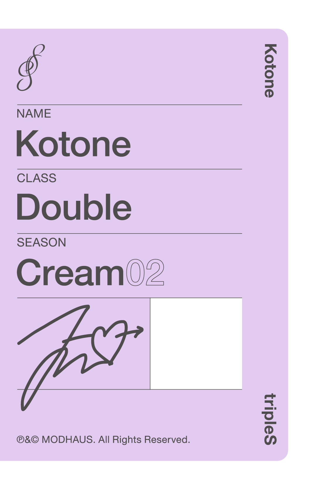 Kotone tripleS photocard back side - Double Class Objekt
