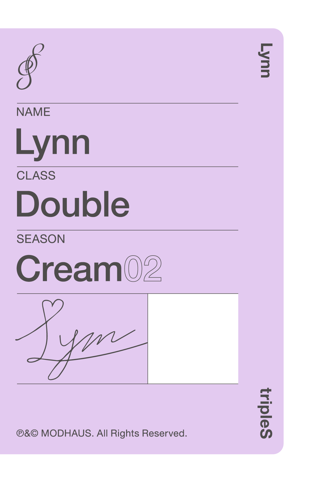 Lynn tripleS photocard back side - Double Class Objekt