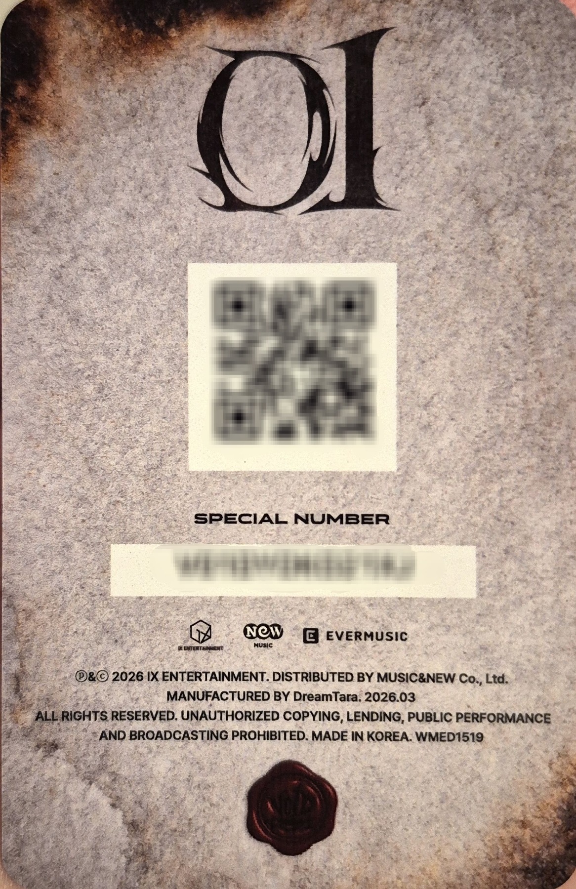 Jo Juyeon V01D photocard back side - QR Photocard
