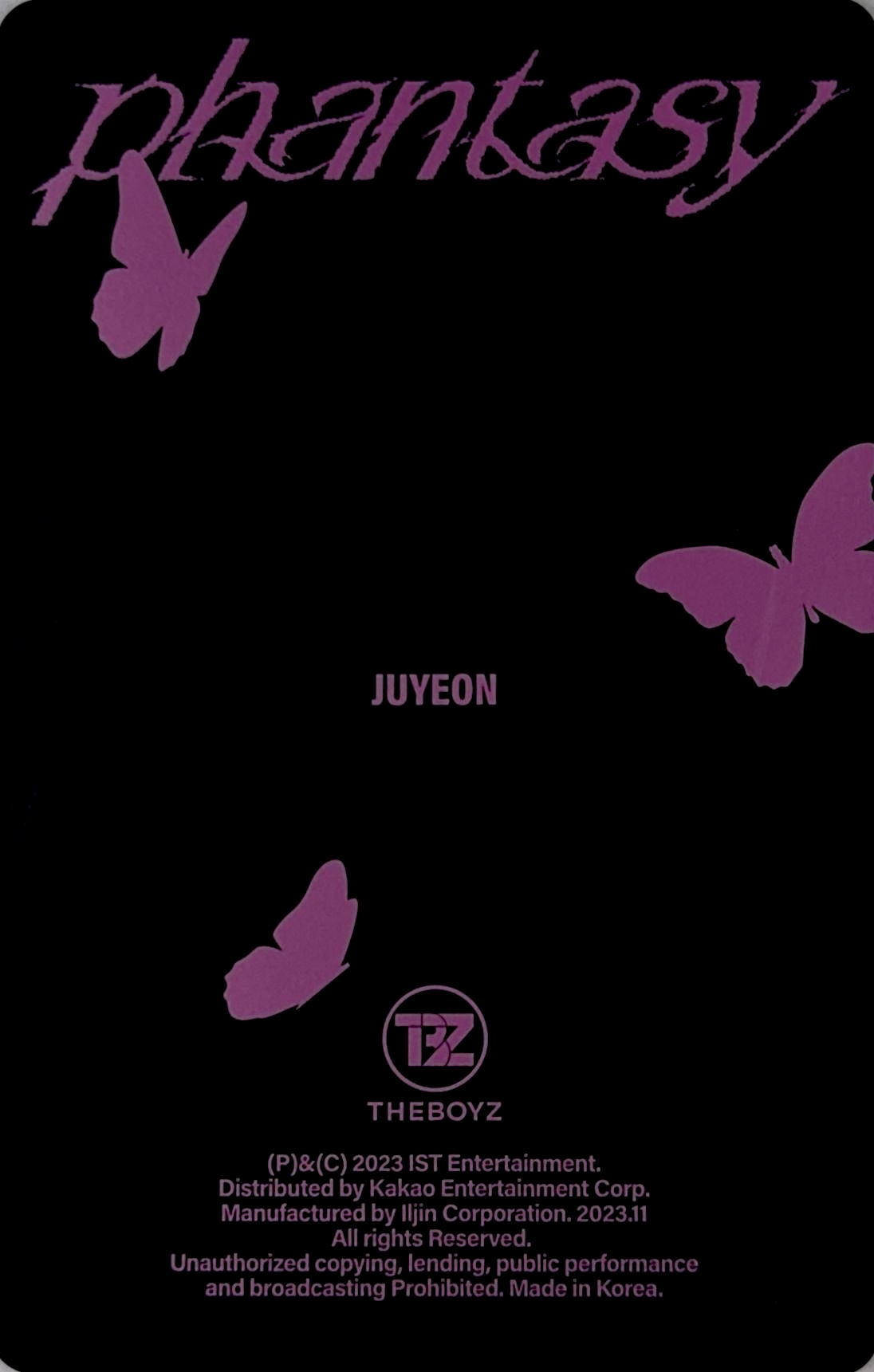 Juyeon THE BOYZ photocard back side - Lenticular Card