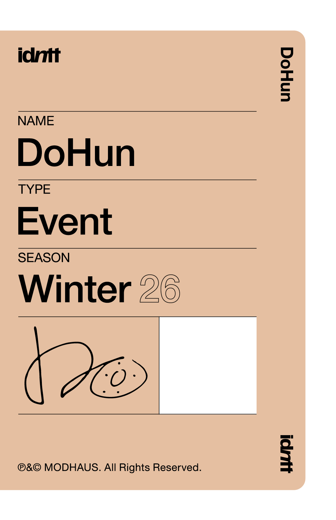 Kim DoHun idntt photocard back side - Event Objekt