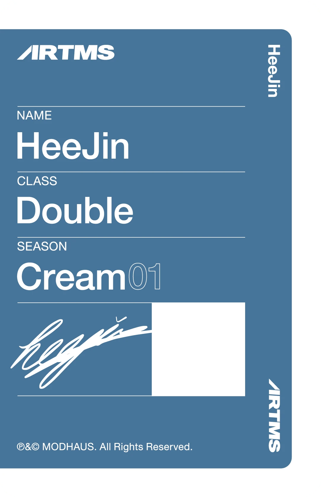 Heejin ARTMS photocard back side - Cream01 Double Class Objekt