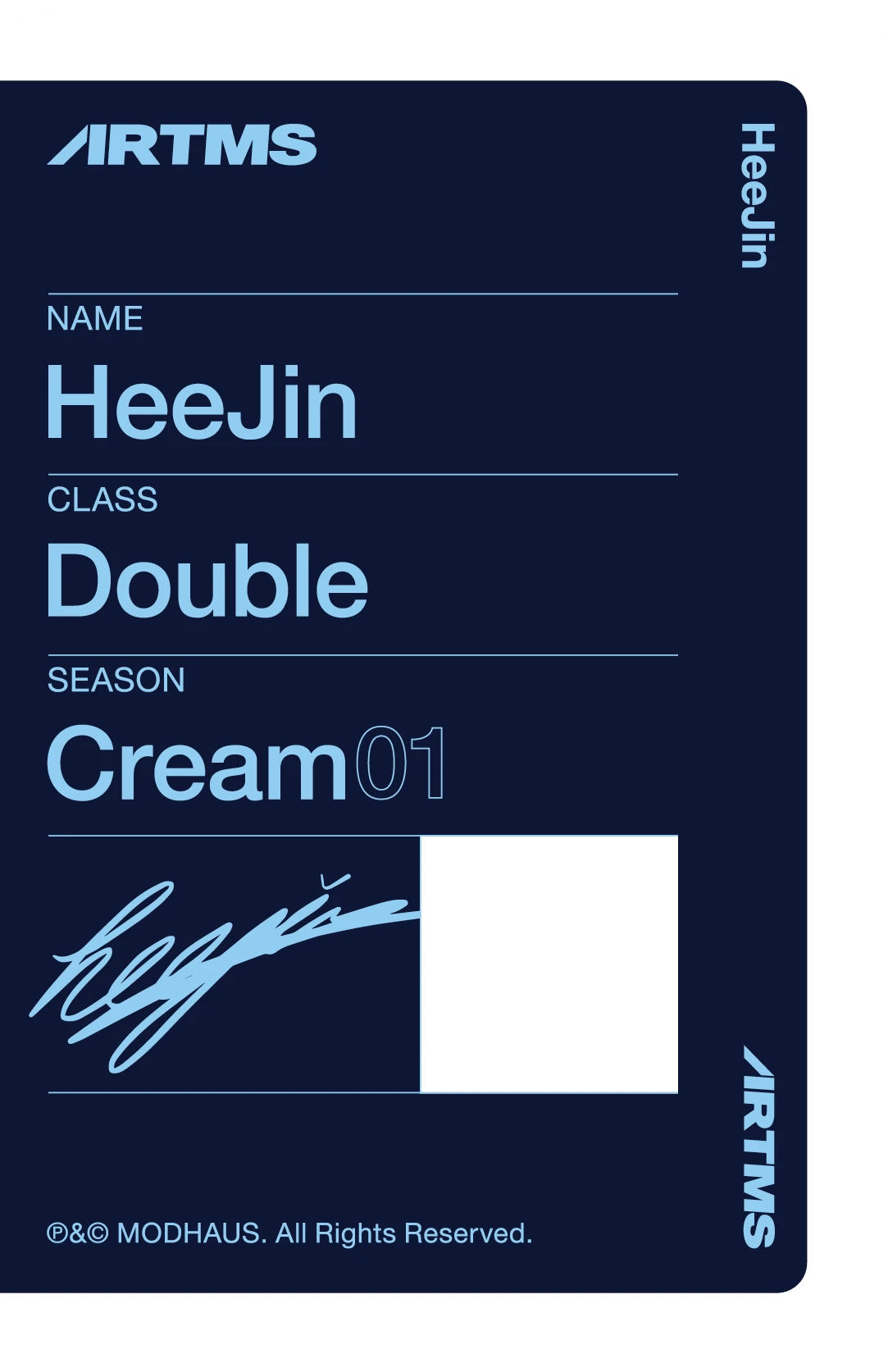 Heejin ARTMS photocard back side - VIP Benefit