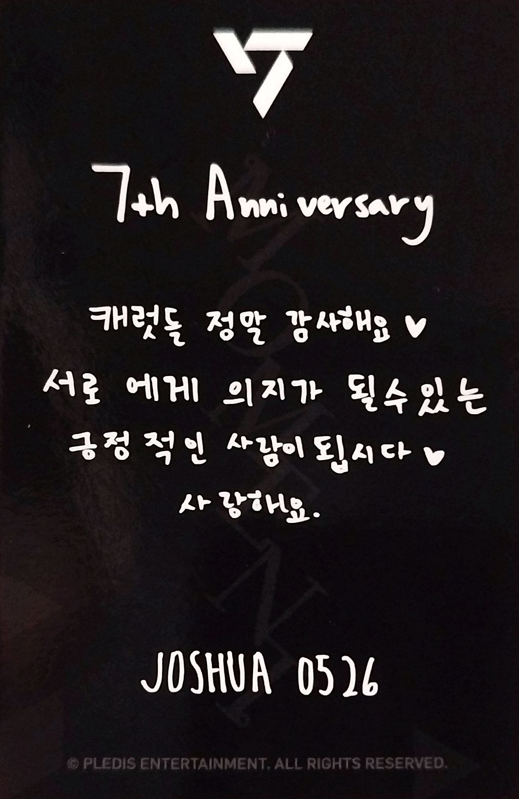 Joshua SEVENTEEN photocard back side - Celebration Charm