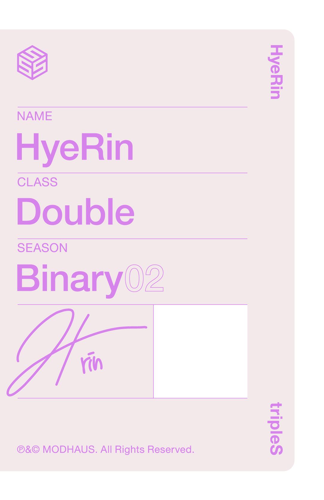 Hyerin tripleS photocard back side - Double Class Objekt