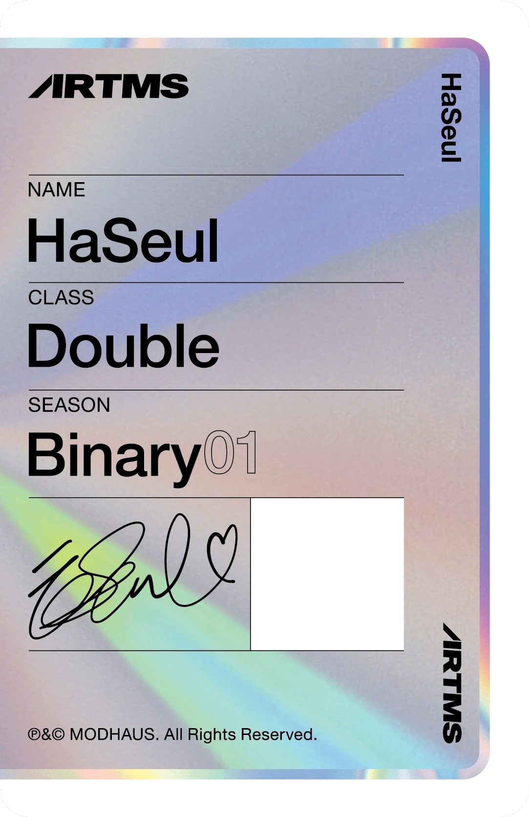 Haseul ARTMS photocard back side - Double Class Objekt