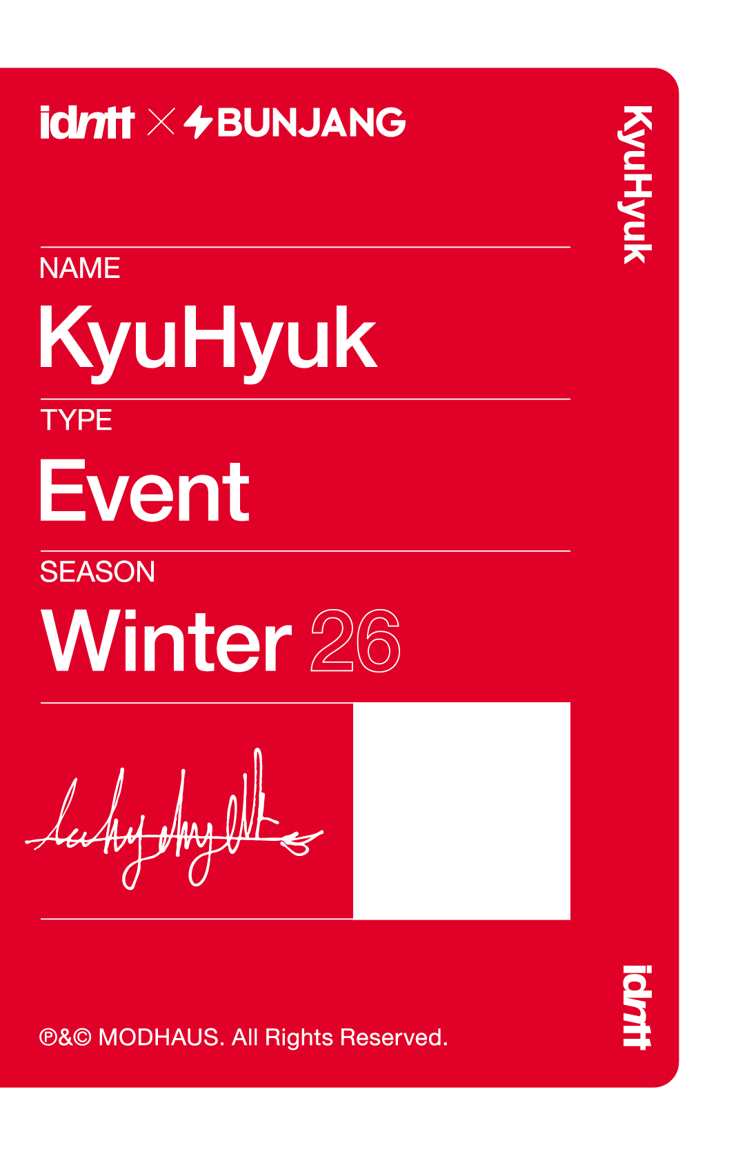 Lee KyuHyuk idntt photocard back side - Round 2 - yesweare